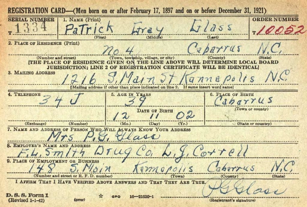 Patrick Grey Glass draft card