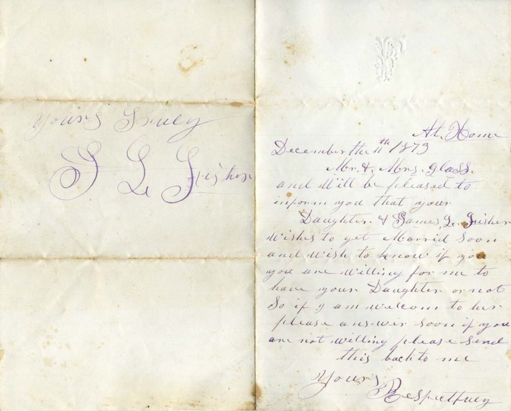 James Fisher asking Johann Peter & Elizabeth for Louisa's hand