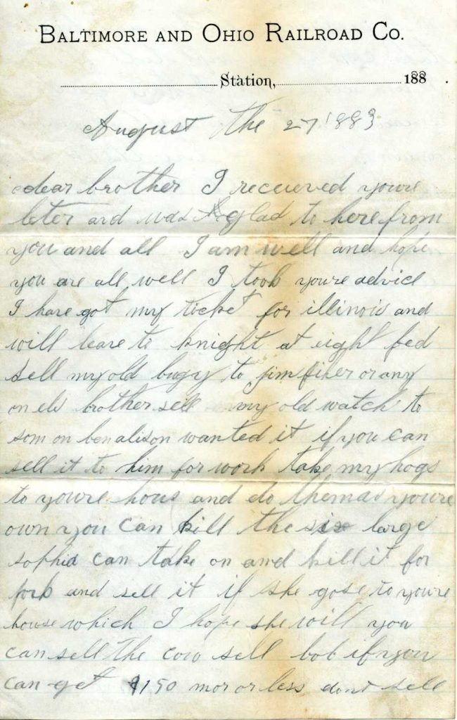 Henry leaving town letter - page 1